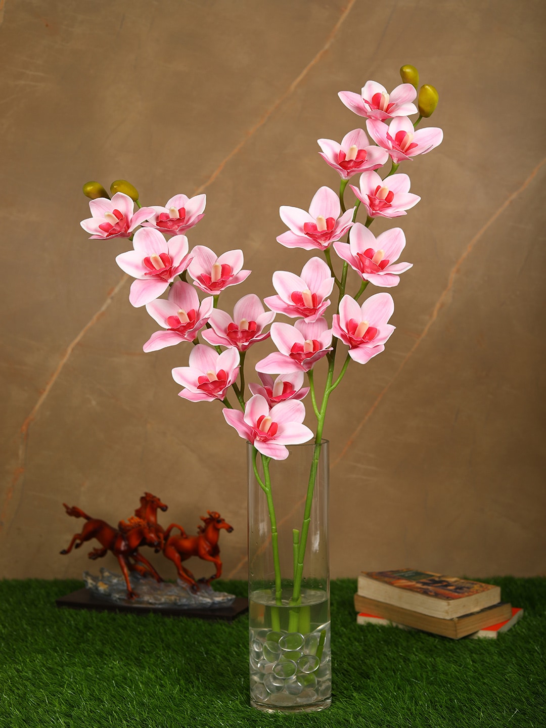 PolliNation Set Of 2 Pink Beautiful Artificial Cymbidium Orchid Flower Stems Price in India