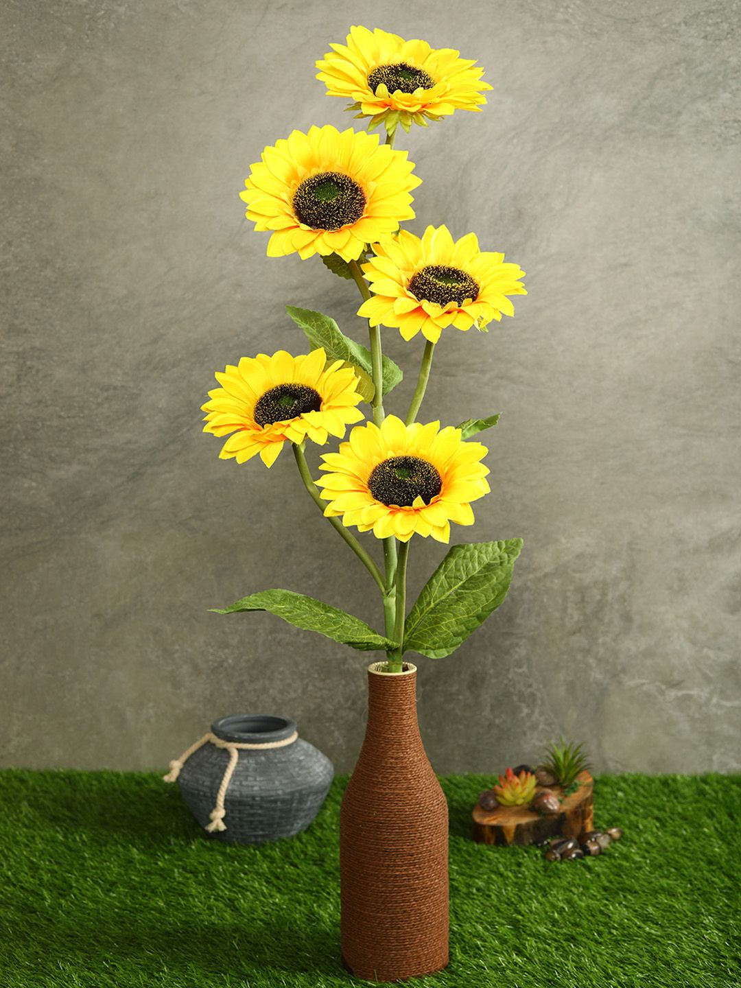 PolliNation Yellow & Green Stunning Artificial Sunflower Stem Price in India