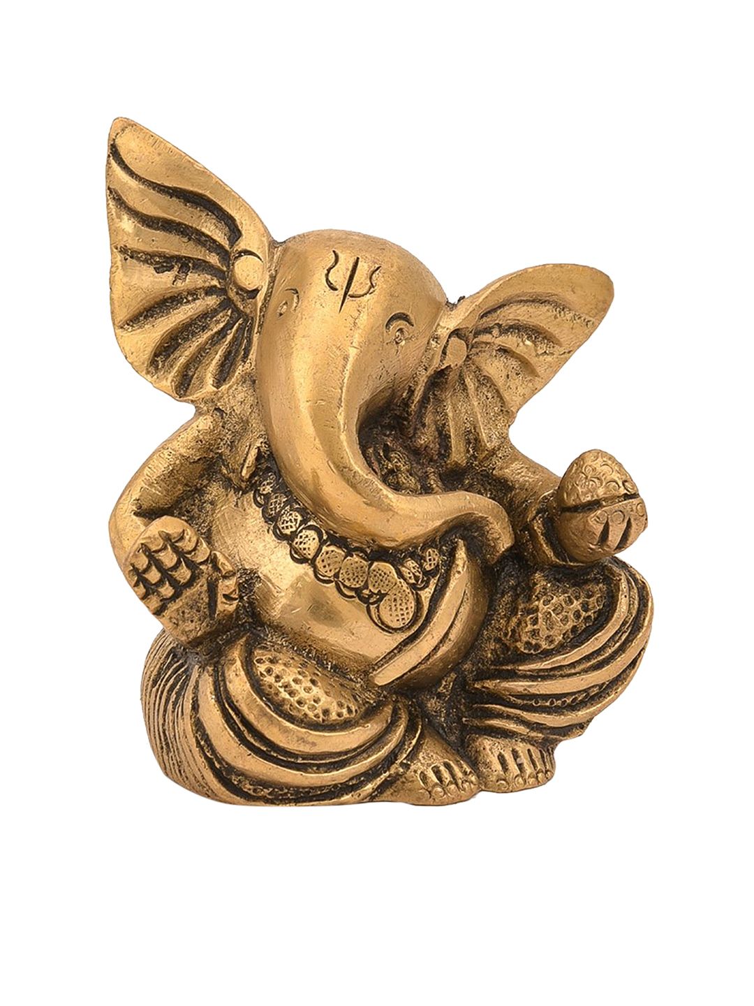 CraftVatika Gold-Toned Handcrafted Ganesha Brass Idol Price in India