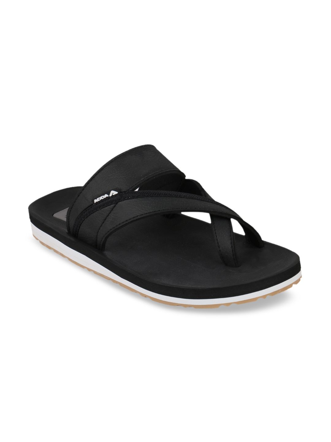 Adda Men Black Solid Thong Flip-Flops