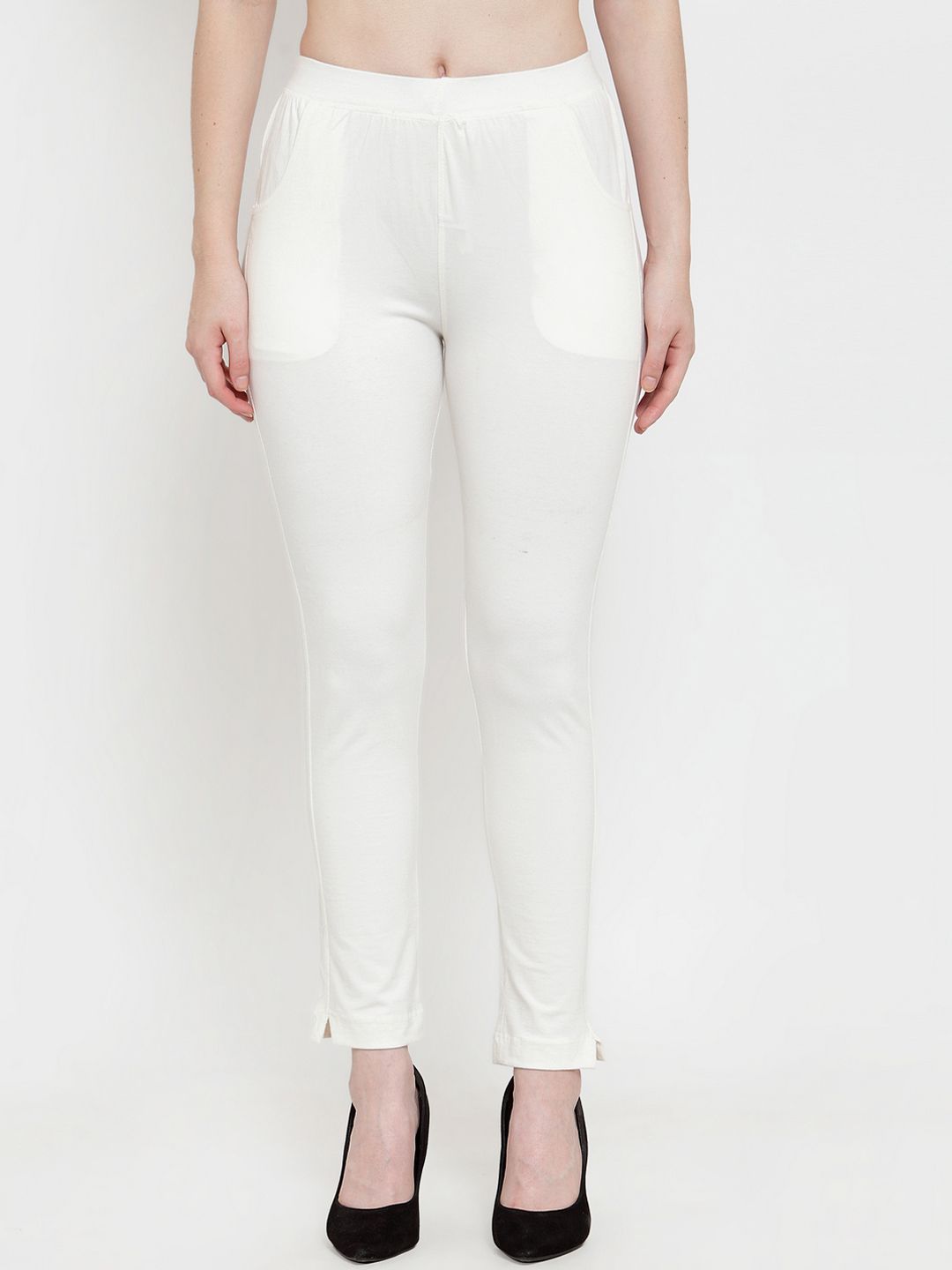 TAG 7 Women Off White Solid Ankle-Length Leggings Price in India