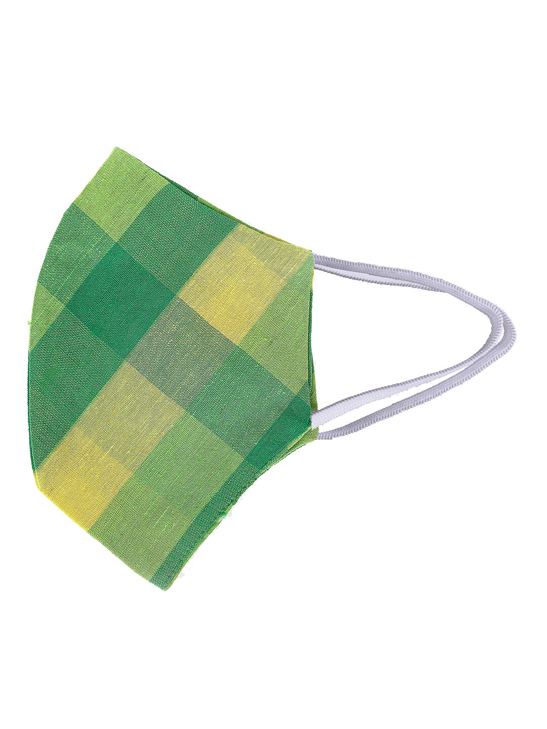PANASH Unisex Green & Yellow Checked Reusable 2-Ply Protective Outdoor Khadi Mask Price in India