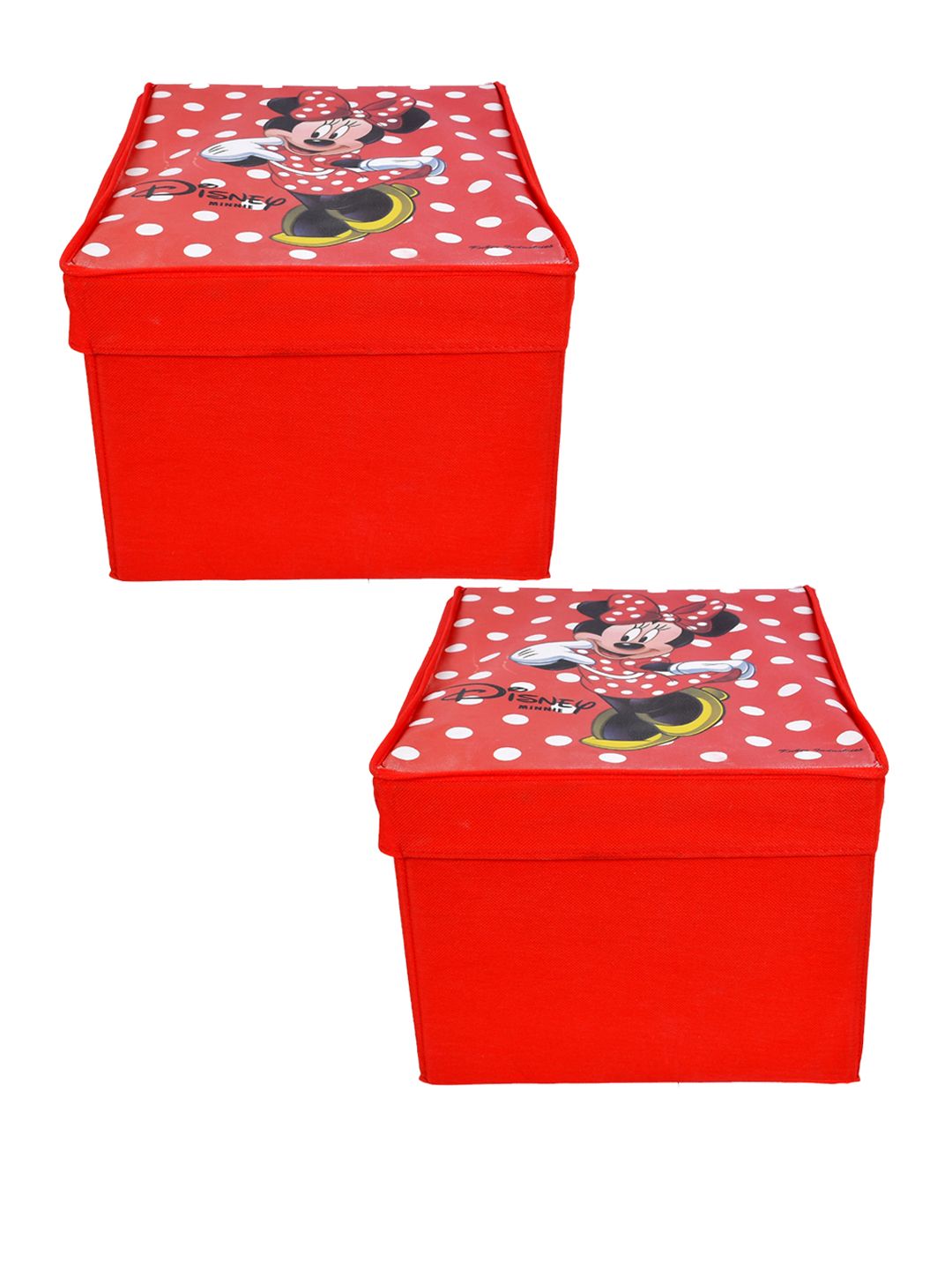 Kuber Industries Set of 2 Red & White Printed Foldable Wardrobe Organiser Boxes with Lids Price in India