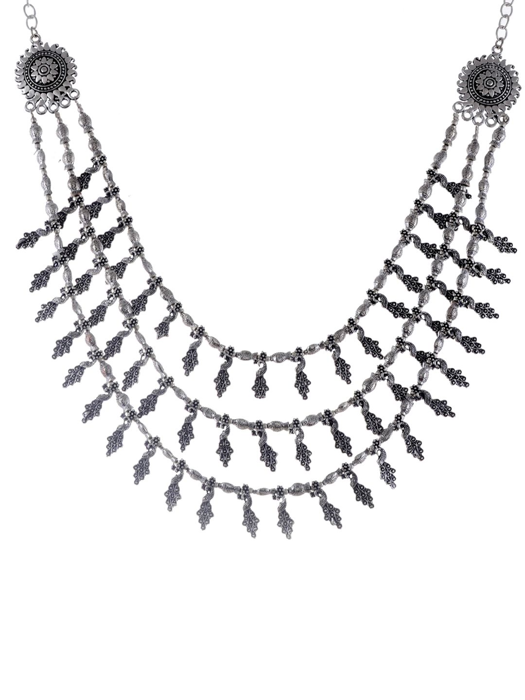 Silvermerc Designs Women Silver-Toned Oxidised Handcrafted Necklace Price in India