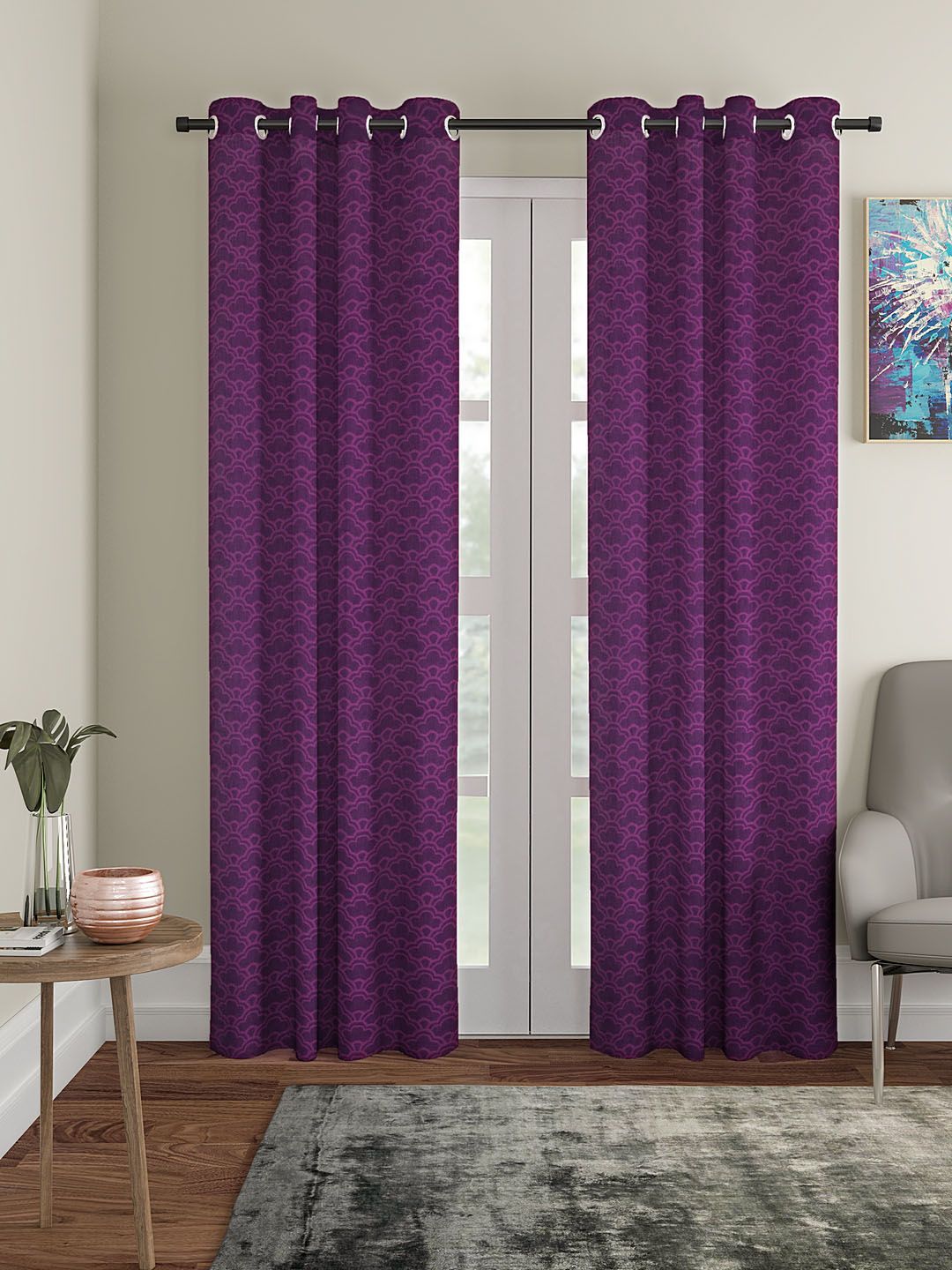 KLOTTHE Purple Set of 2 Long Door Curtains Price in India