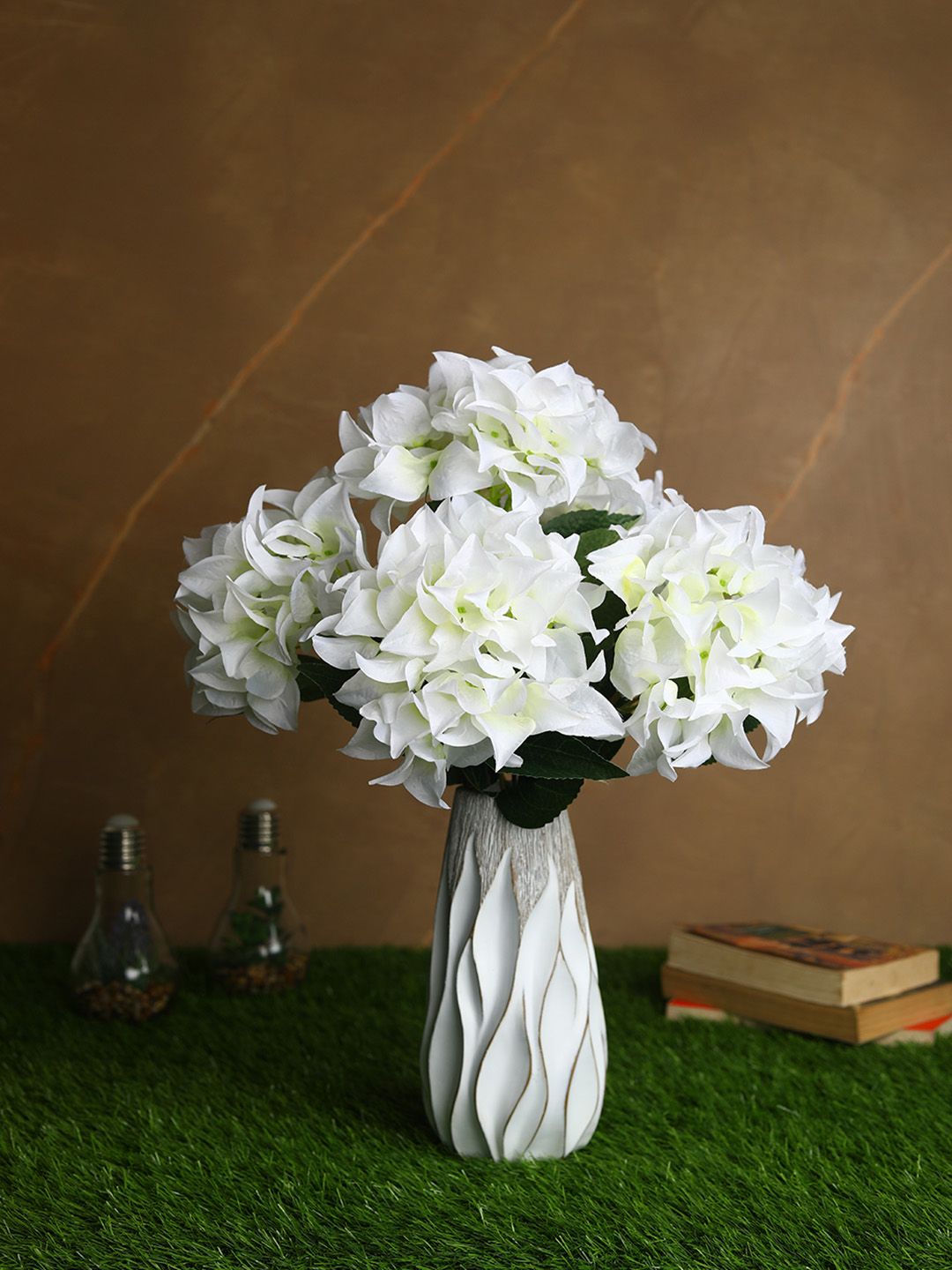 PolliNation White & Green Beautiful Artificial Bougainvillea Flower Bunch Price in India