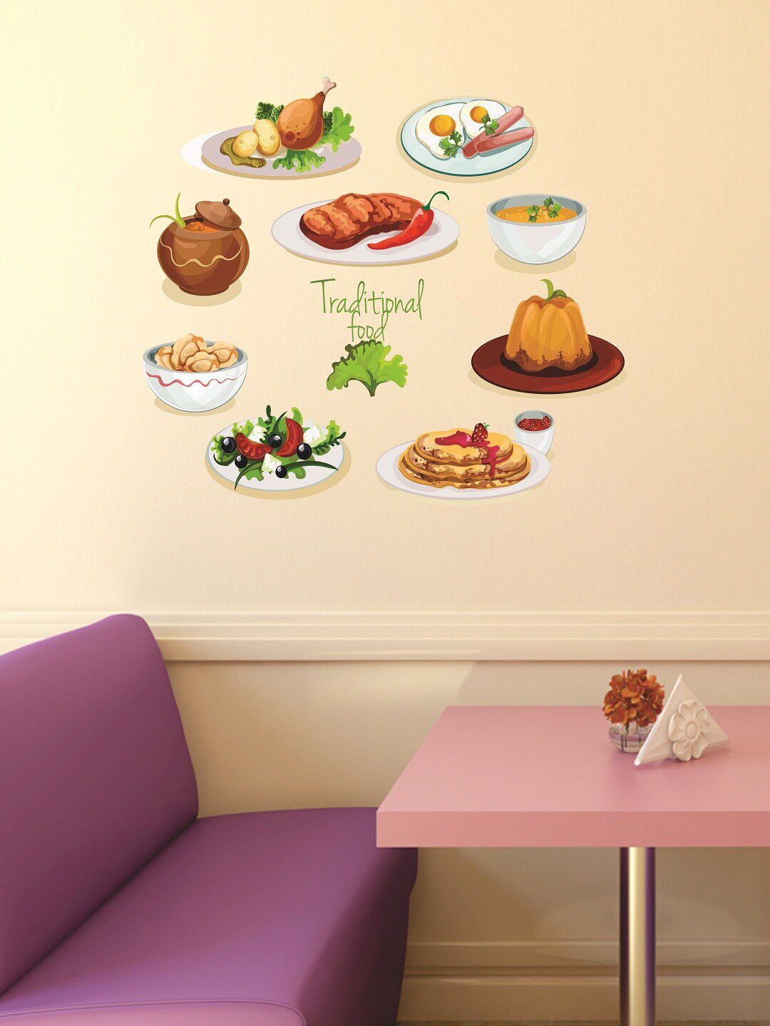 WALLSTICK Brown & Green Food Large Vinyl Wall Sticker Price in India