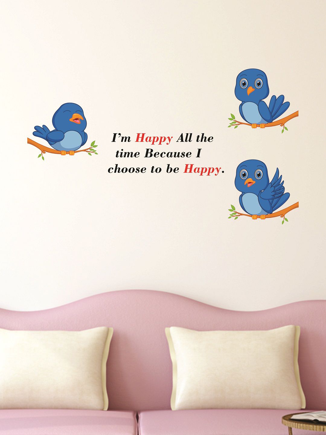 WALLSTICK Blue & Orange Three Birds Large Vinyl Wall Sticker Price in India