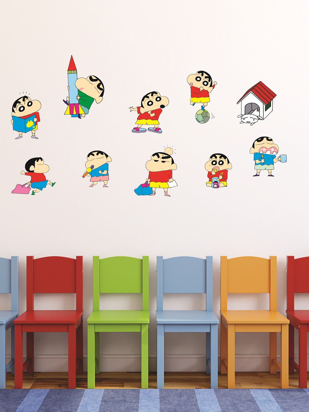 WALLSTICK Cream Coloured & Red Cartoon Characters Large Vinyl Wall Sticker Price in India