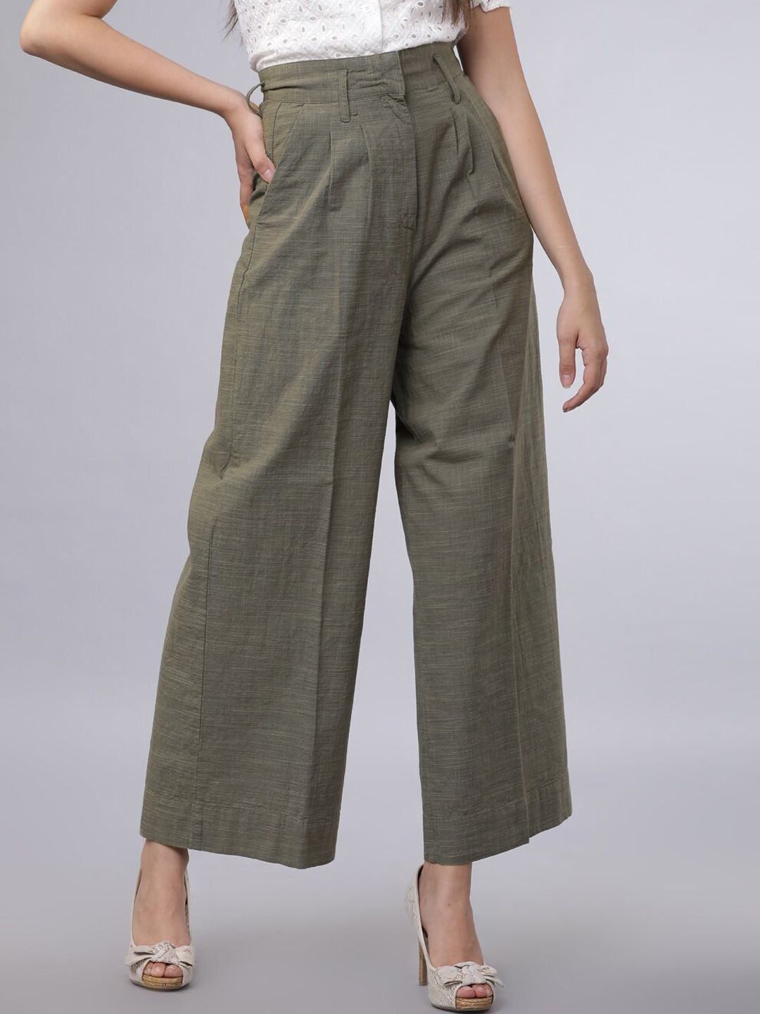 Tokyo Talkies Women Green Parallel Trousers Price in India