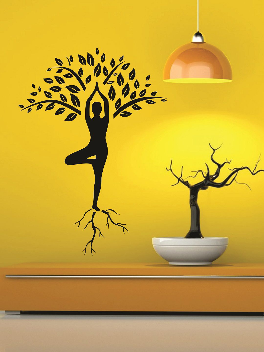 WALLSTICK Black Vrikshasana Tree Pose Large Vinyl Wall Sticker Price in India