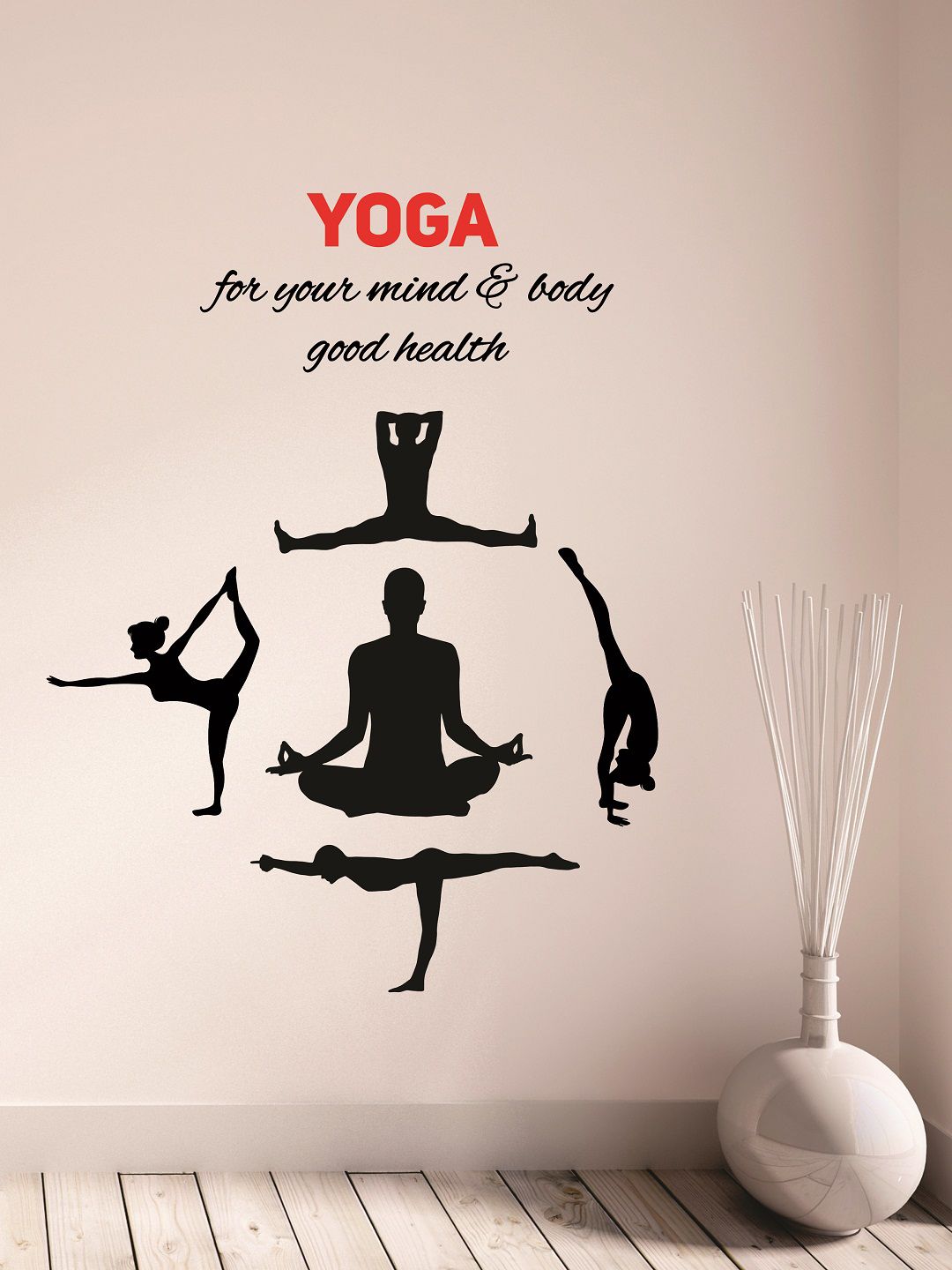 WALLSTICK Black & Red Yoga Mudras Large Vinyl Wall Sticker Price in India