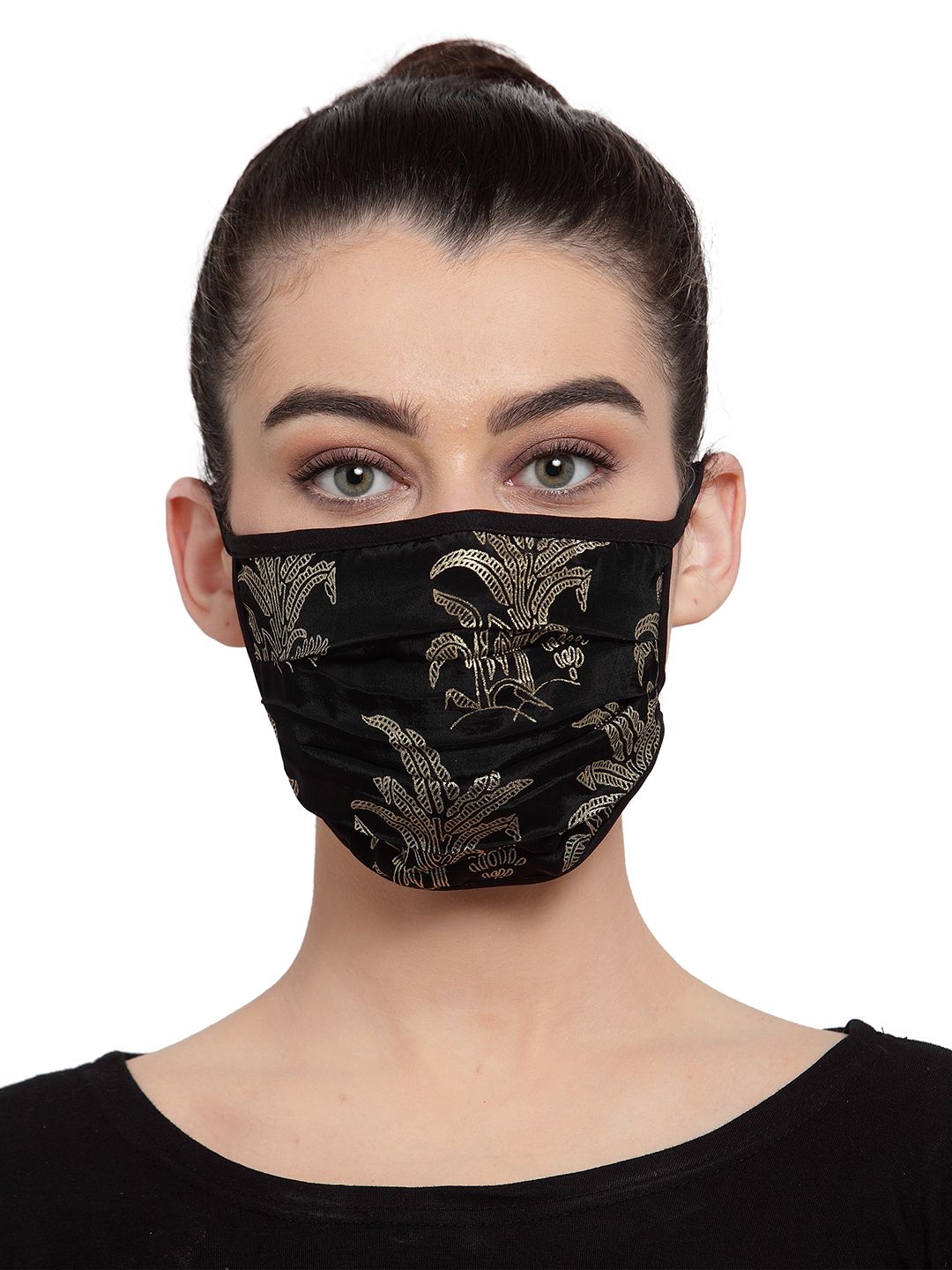 Masaba Unisex Black & Gold-Toned Printed Reusable 2-Ply Protective Outdoor Mask Price in India