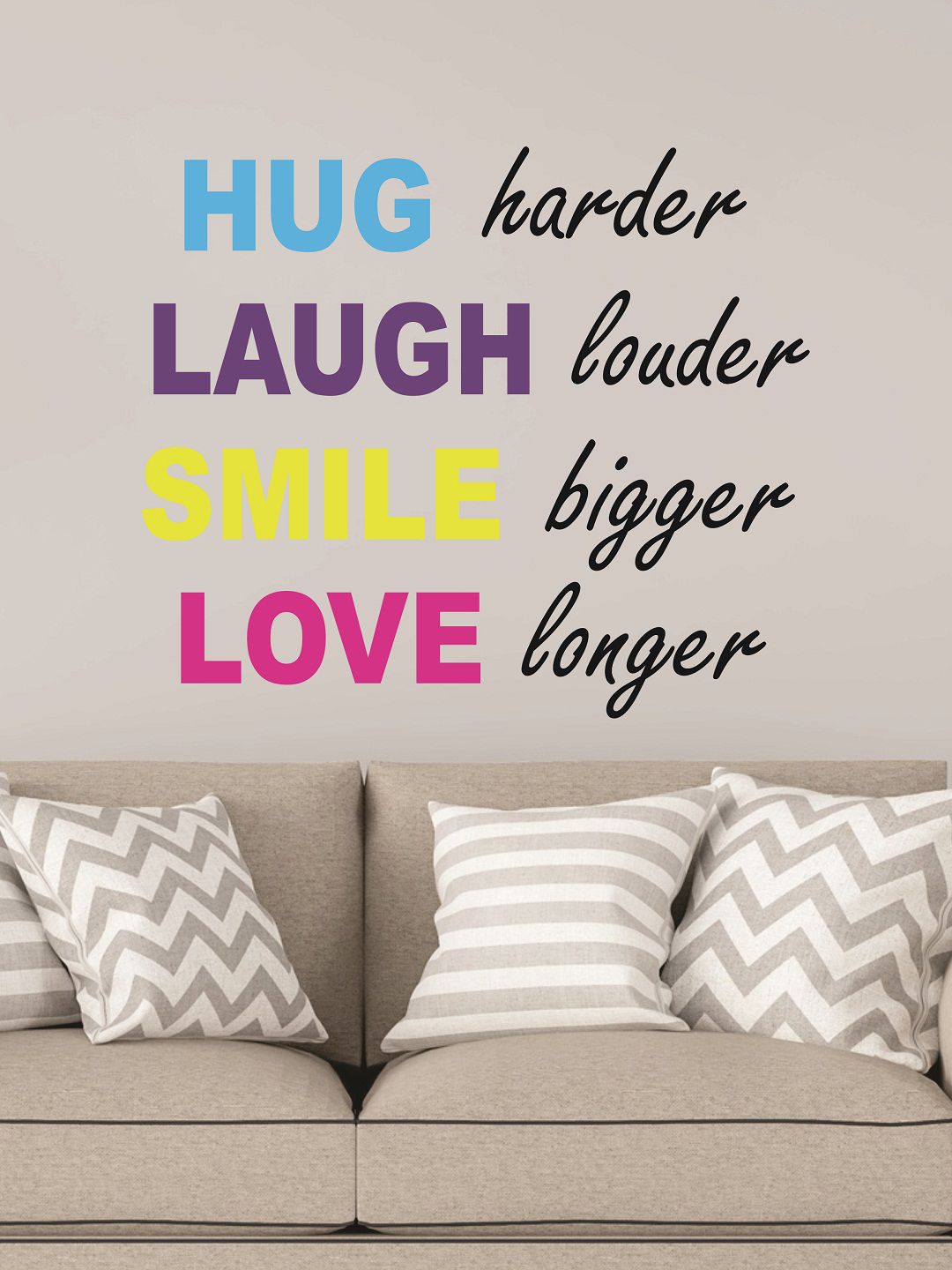 WALLSTICK Black & Yellow Hug Laugh Smile Love Large Vinyl Wall Sticker Price in India