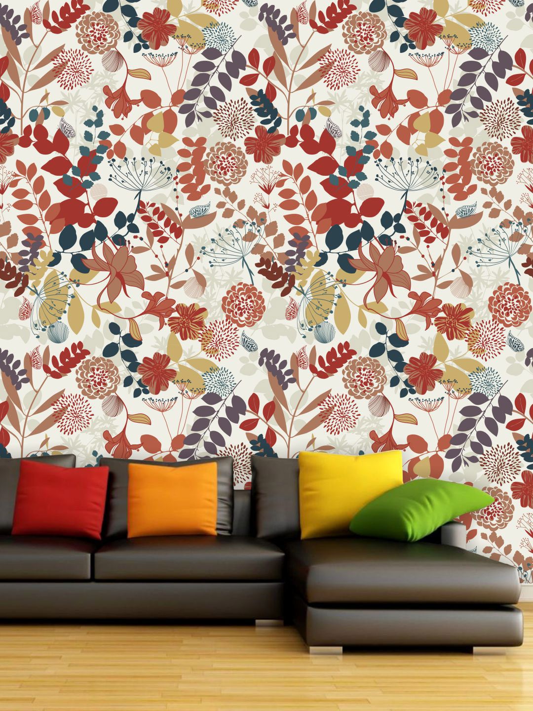 PAPER PLANE DESIGN Multicoloured Floral Waterproof Vinyl Wallpaper Price in India