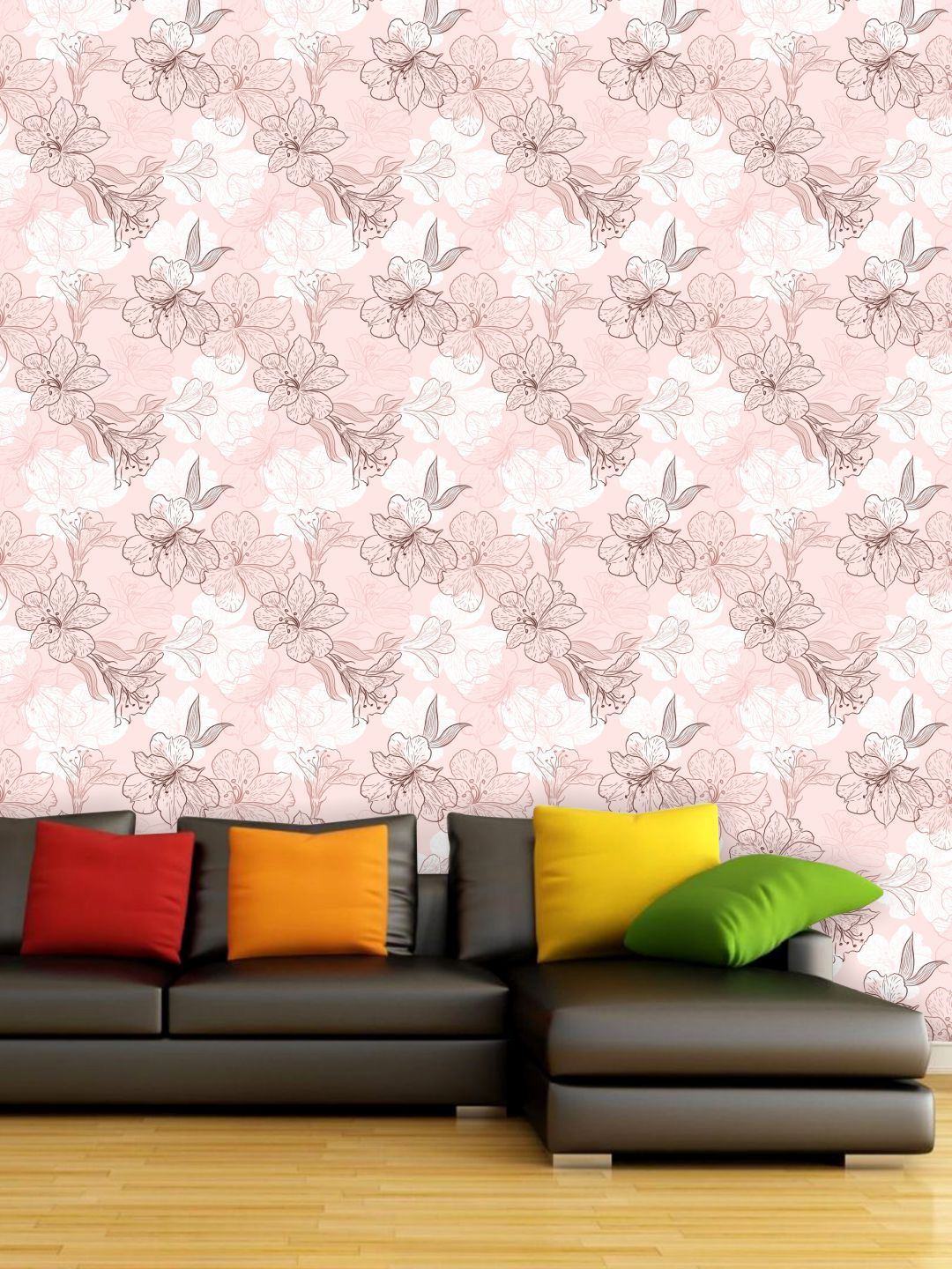 PAPER PLANE DESIGN Pink & White Floral Waterproof Vinyl Wallpaper Price in India