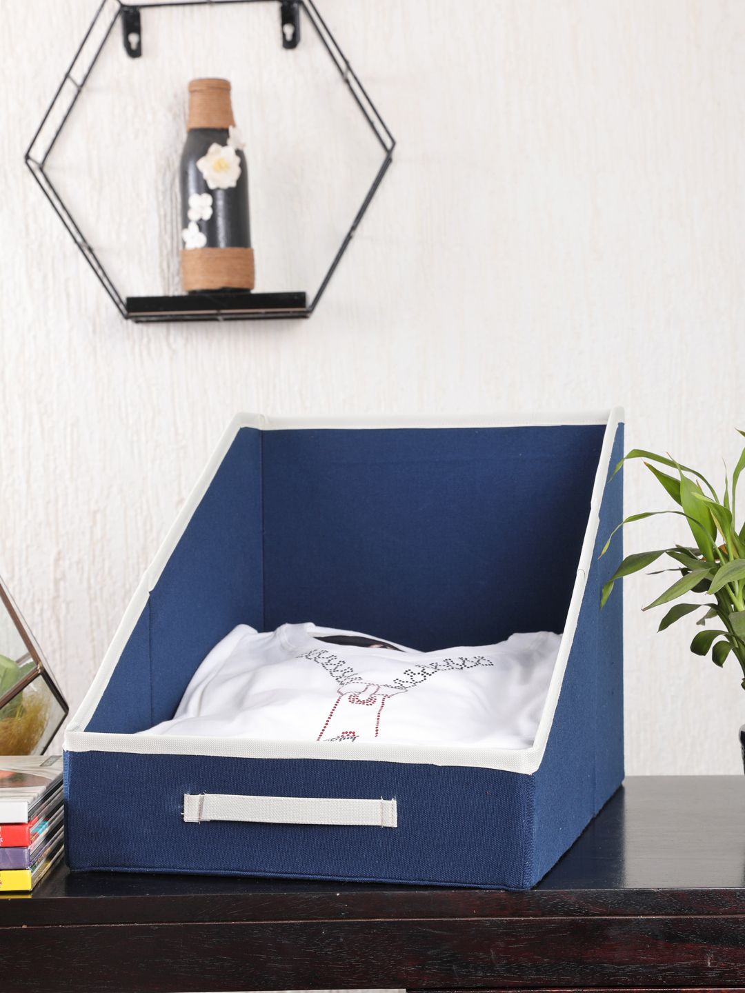 My Gift Booth Unisex Navy Blue Solid Shirt Stacker Organiser Price in India