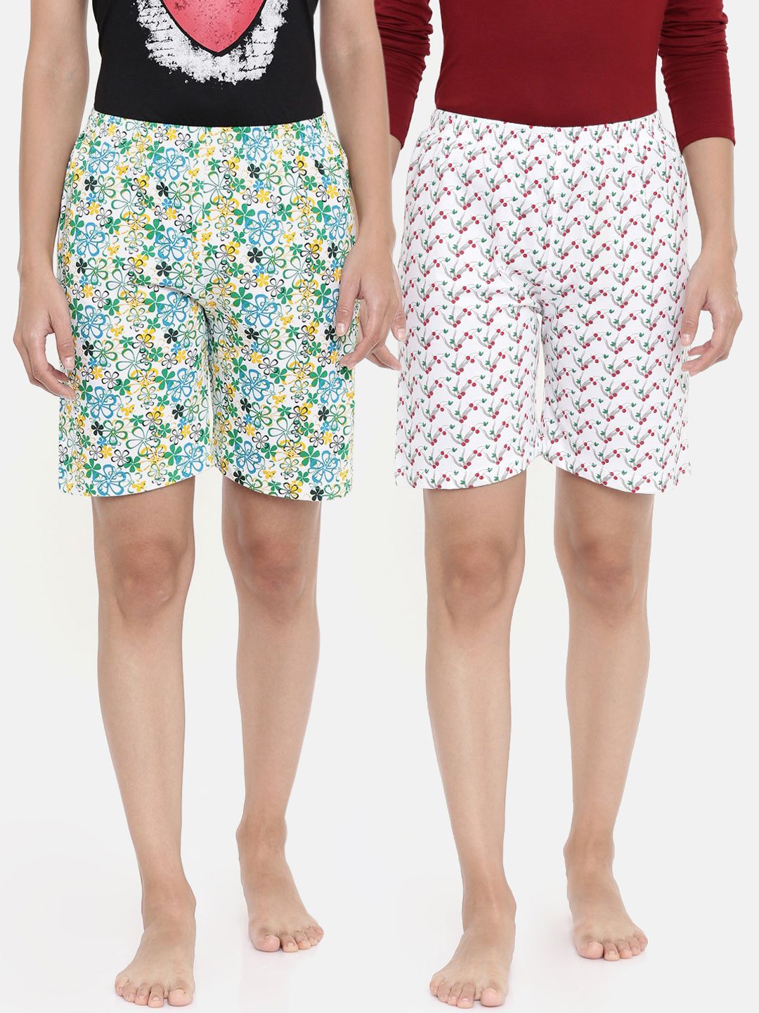zebu Women Pack of 2 Printed Lounge Shorts Price in India