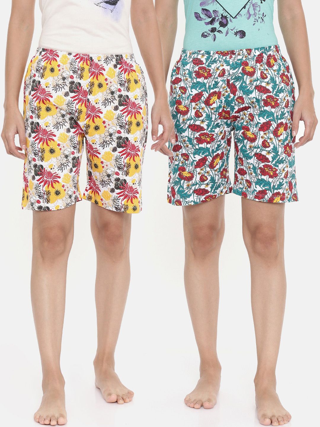 zebu Women Pack of 2 Printed Lounge Shorts Price in India