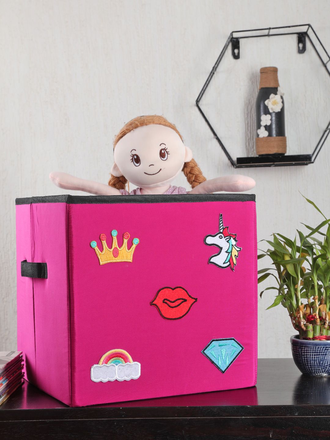 My Gift Booth Unisex Pink Solid Girly Patch Storage Cube Price in India