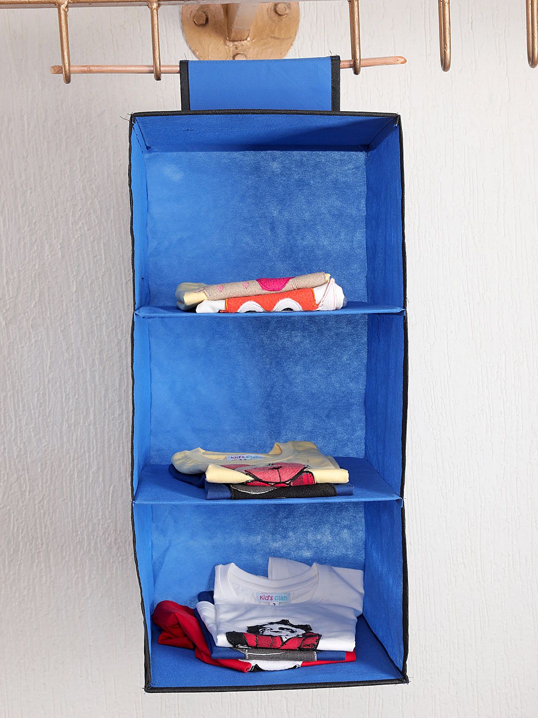 My Gift Booth Blue Solid Hanging Foldable Wardrobe Organiser Price in India