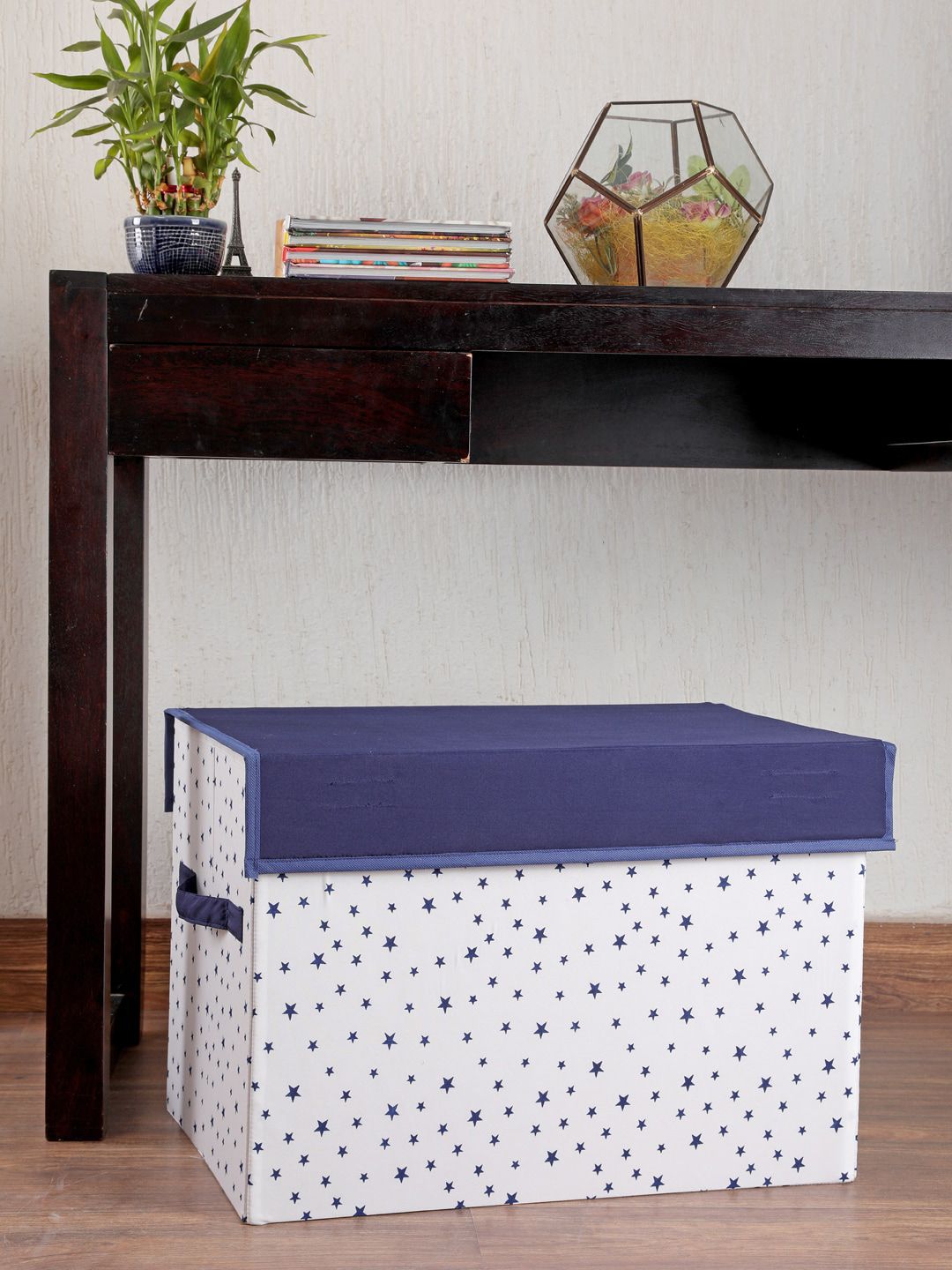 My Gift Booth White & Navy Blue Printed Storage Box Price in India