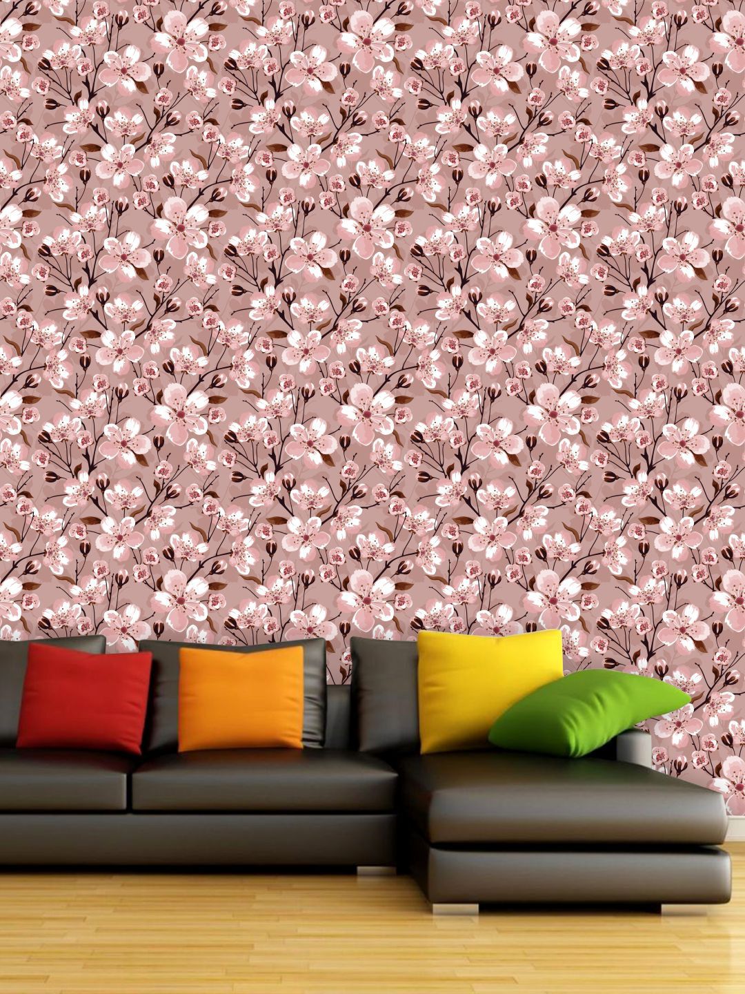 PAPER PLANE DESIGN Pink & White Floral Waterproof Vinyl Wallpaper Price in India