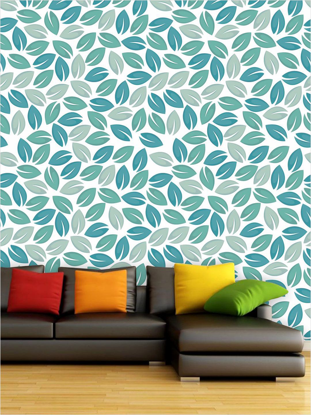 PAPER PLANE DESIGN White & Blue Floral Waterproof Vinyl Wallpaper Price in India