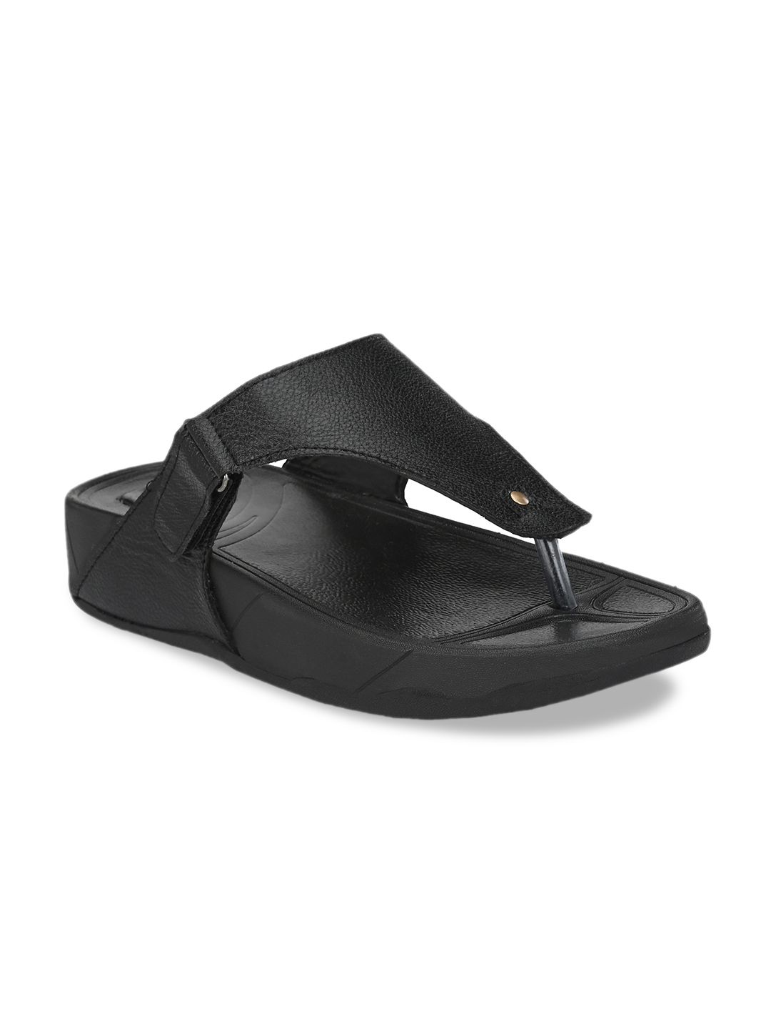 Big Fox Men Black Solid Comfort Sandals