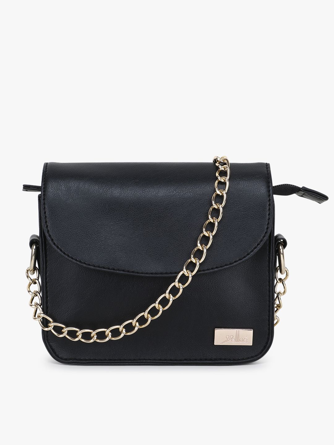 yelloe Black Solid Sling Bag Price in India