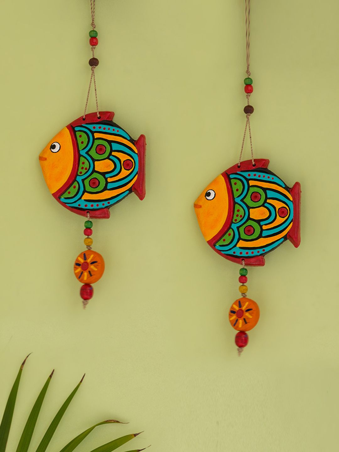 ExclusiveLane Set of 2 Red & Orange The Fish Duo Decorative Wall Hanging Price in India