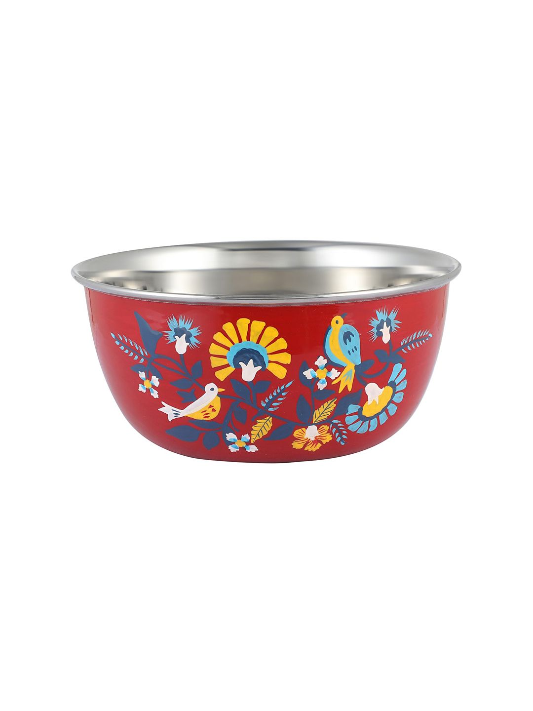 Chumbak Red & Blue Printed Motley Array Of Birds Steel Bowl Price in India