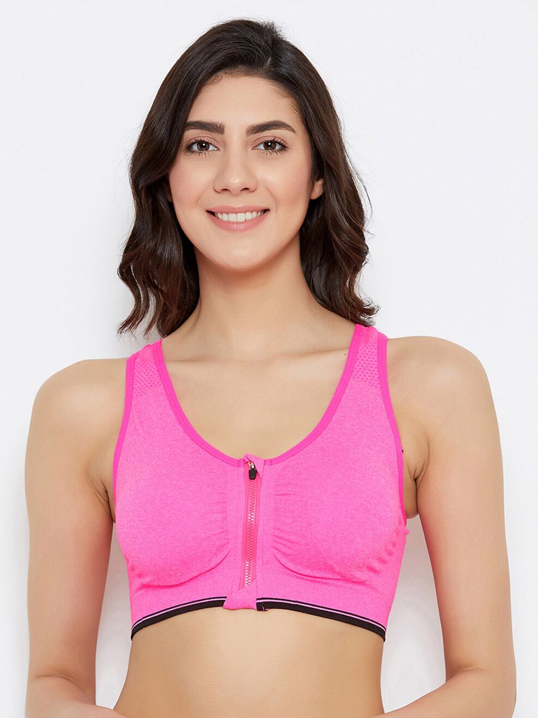 Clovia Pink Solid Non-Wired Lightly Padded Sports Bra BR1976P14XXL Price in India