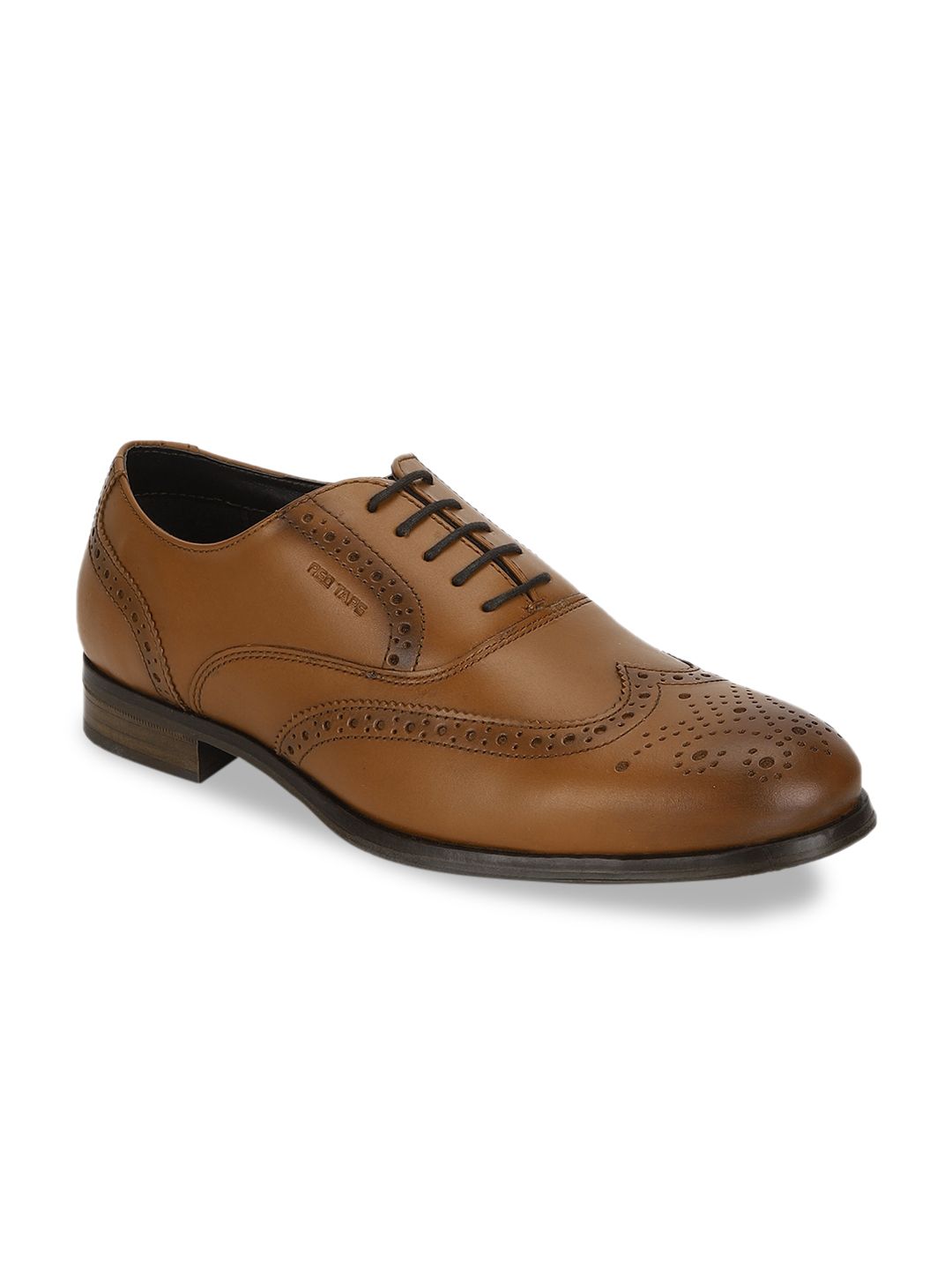 Red Tape Men Tan Brown Textured Leather Formal Brogues