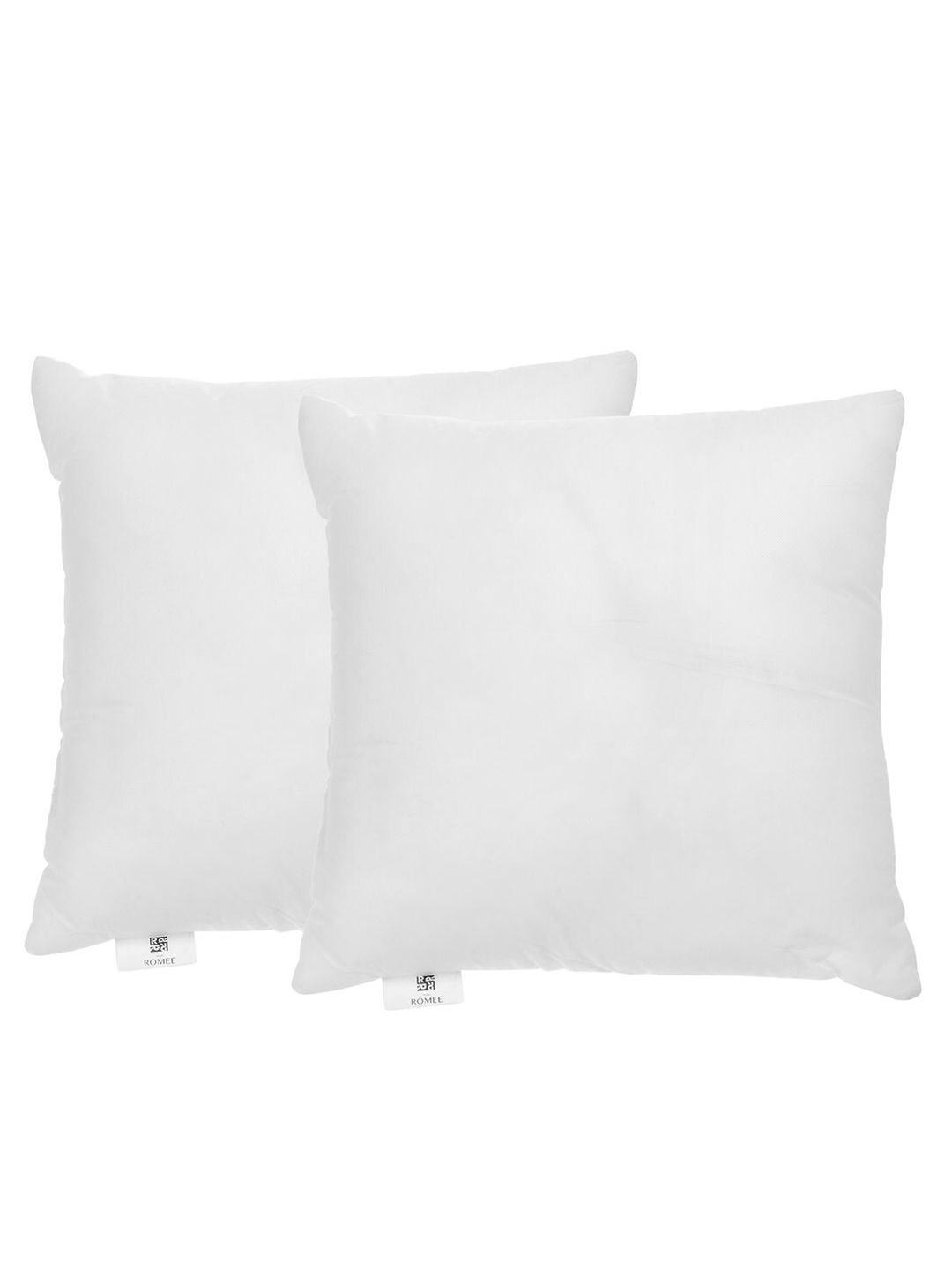 ROMEE Set Of 2 White Solid Microfiber Square Cushion Fillers Price in India