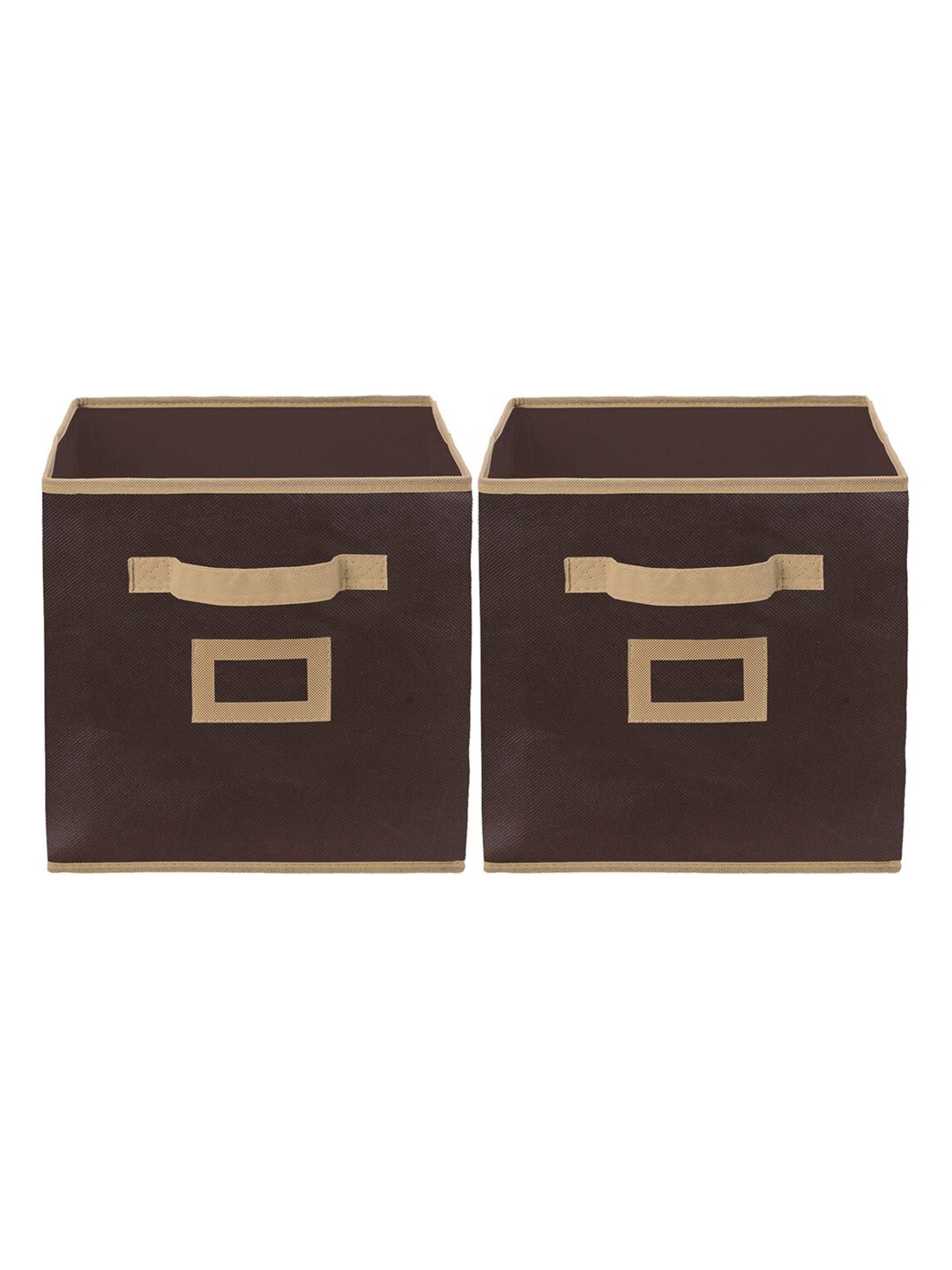 Kuber Industries Set Of 2 Brown Solid Large Storage Cube With Handle Price in India