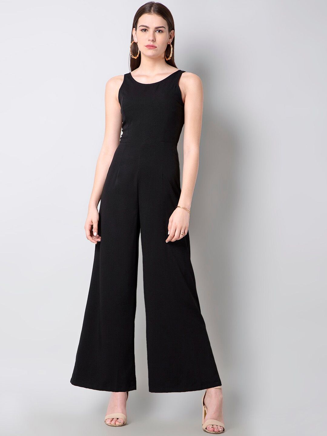 FabAlley Women Black Solid Cut-Out Basic Jumpsuit Price in India