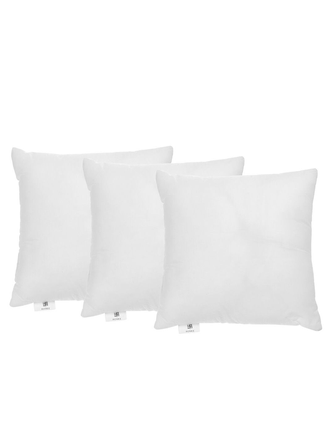 ROMEE Set Of 3 White Solid Microfiber Square Cushions Price in India