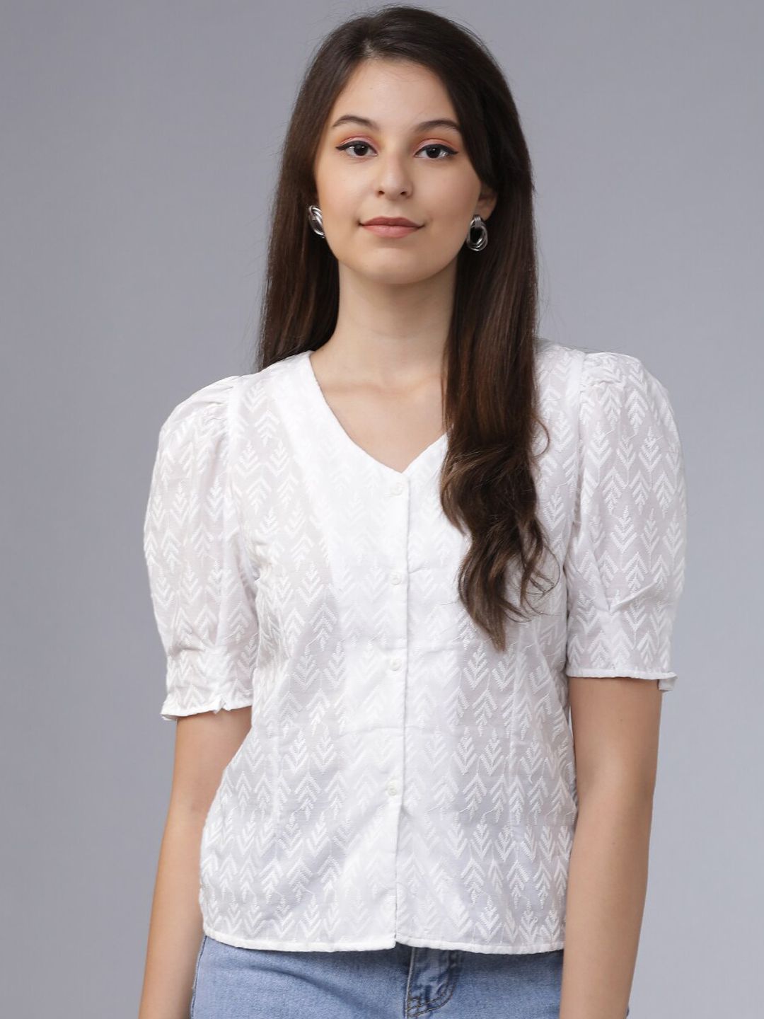 Tokyo Talkies Off-White Embroidered Top Price in India