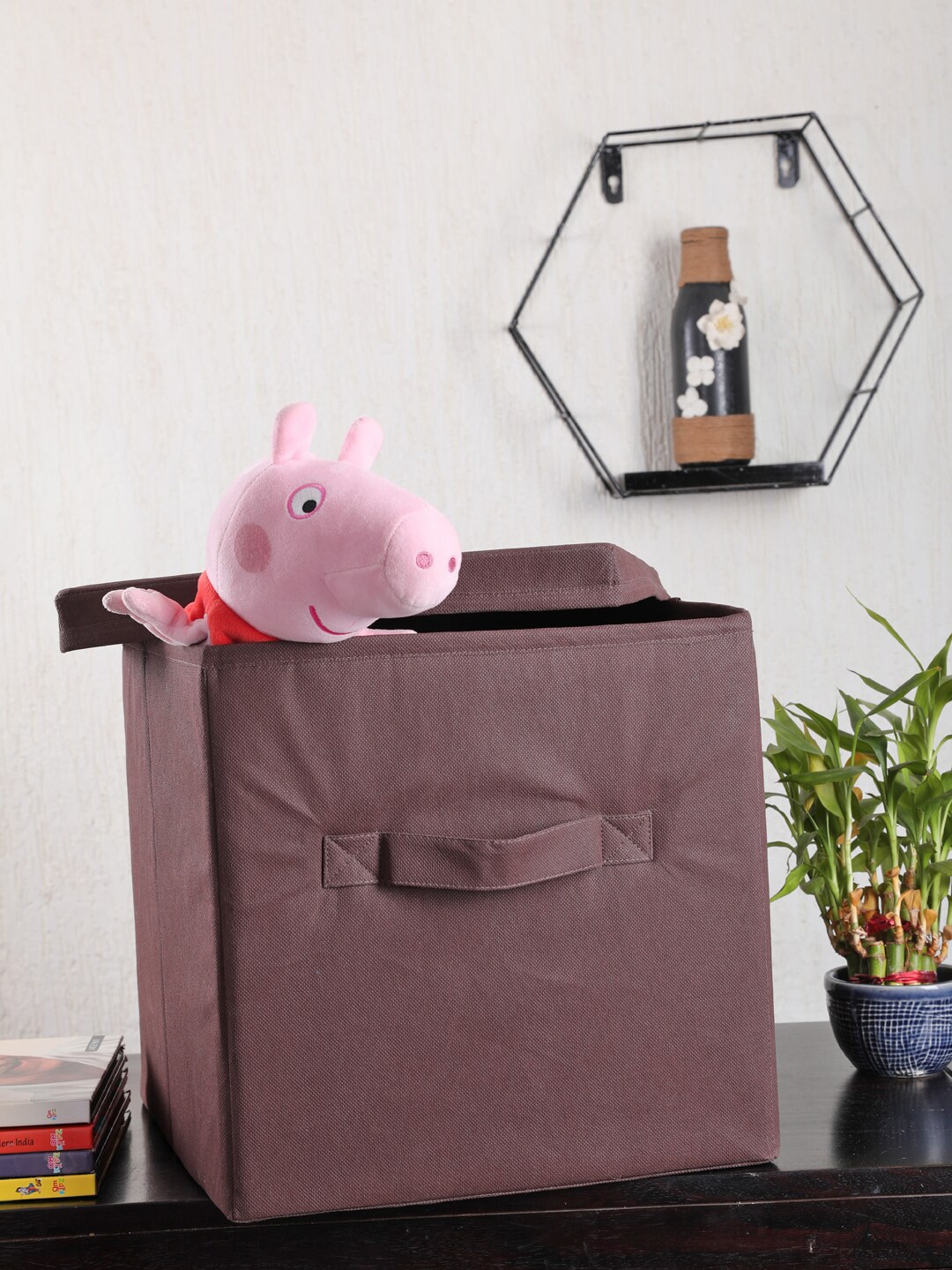 My Gift Booth Brown Solid Storage Cube With Lid Price in India