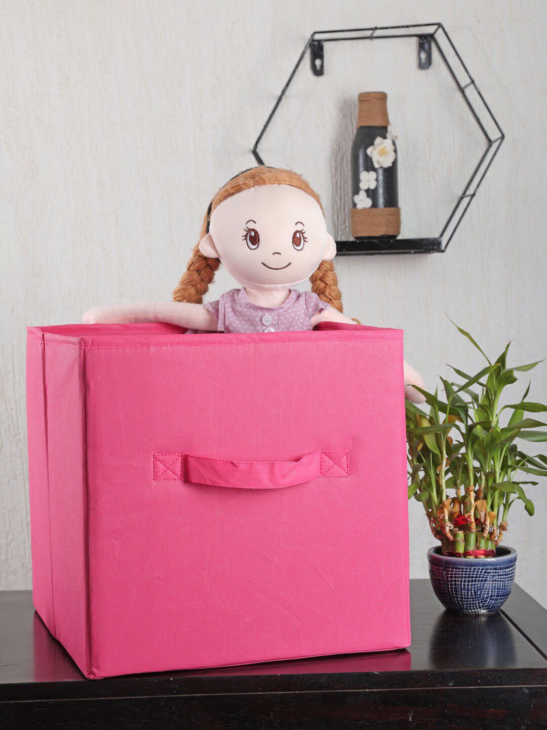 My Gift Booth Set Of 2 Pink Solid Storage Bins Price in India