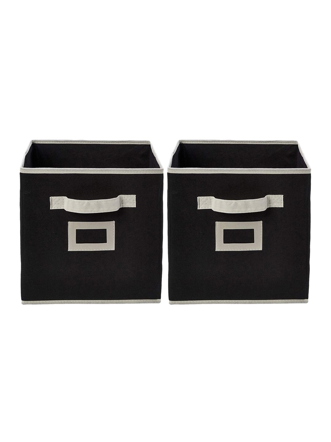 Kuber Industries Set Of 2 Black & White Fabric Foldable Large Cube Storage Boxes Price in India