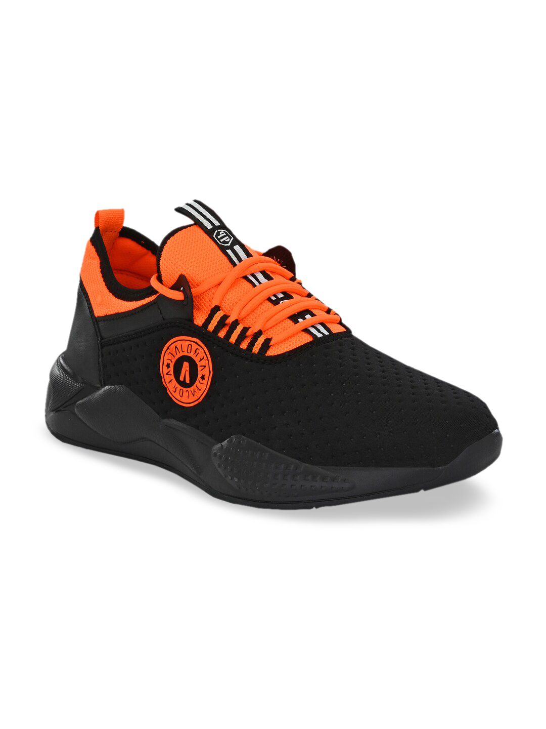 AfroJack Men Black & Orange Textile Training or Gym Shoes