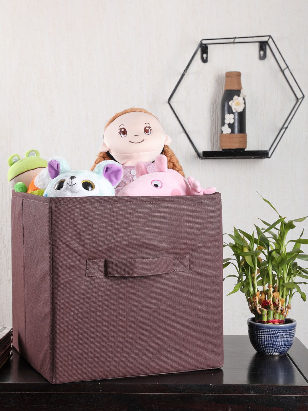 My Gift Booth Set Of 2 Brown Solid Storage Bins Price in India