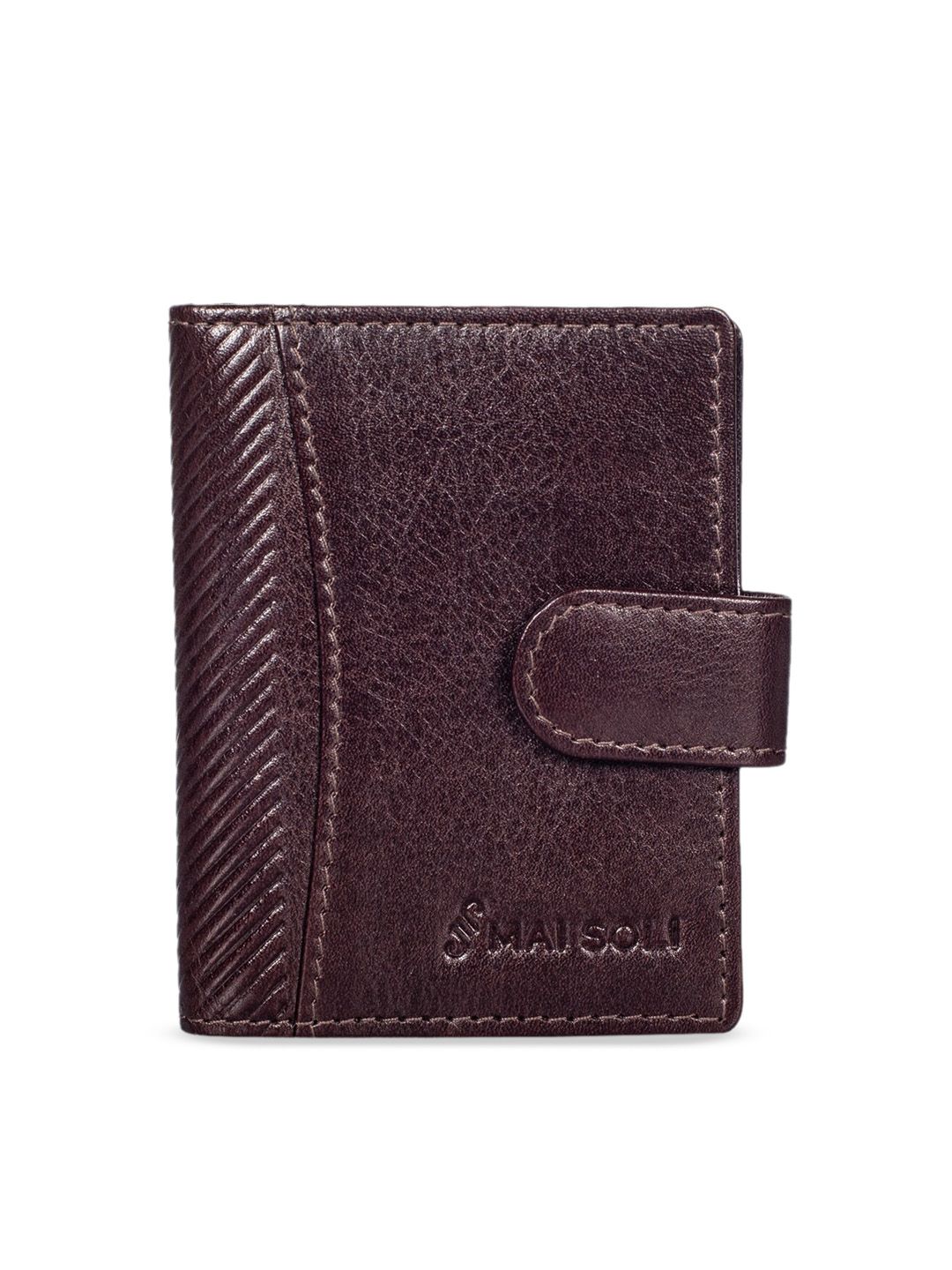 MAI SOLI Unisex Brown Textured Leather Card Holder Price in India