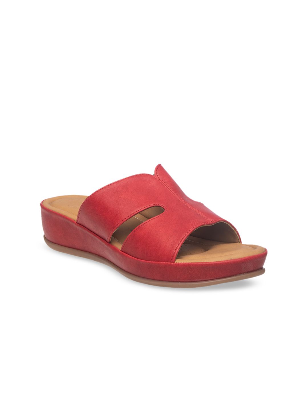 Khadims Women Red Solid Comfort Heels Price in India