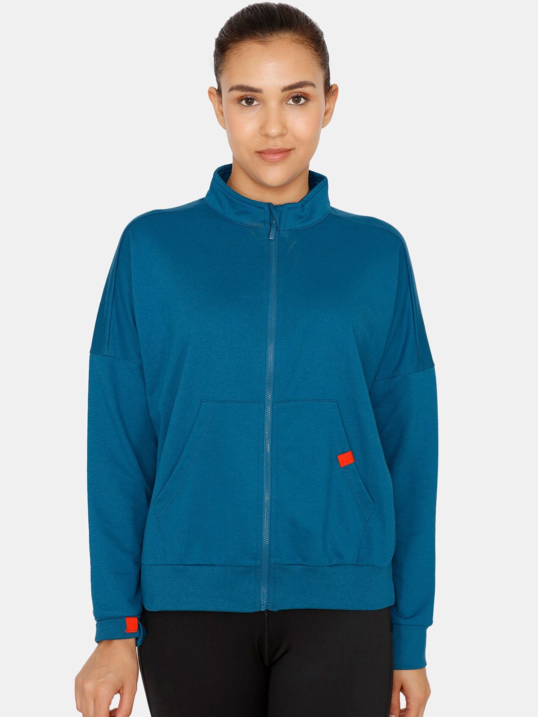 Zelocity by Zivame Women Blue Solid Sporty Jacket Price in India