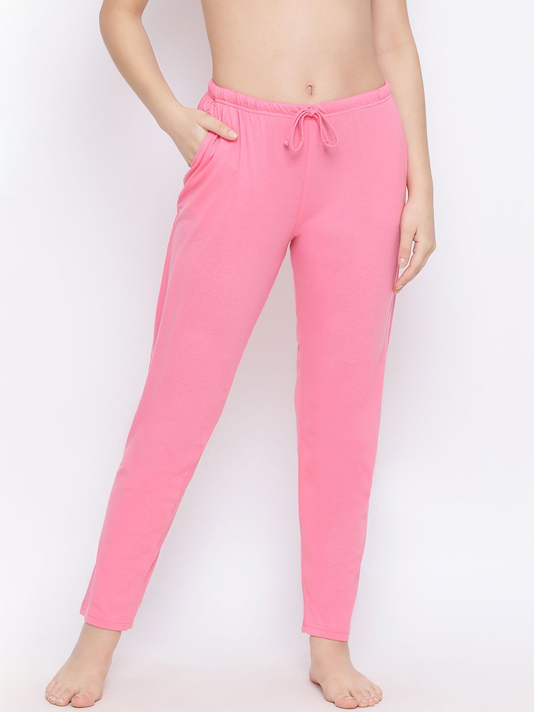 Kanvin Women Pink Solid Elasticated Pyjamas PJ1091 Price in India