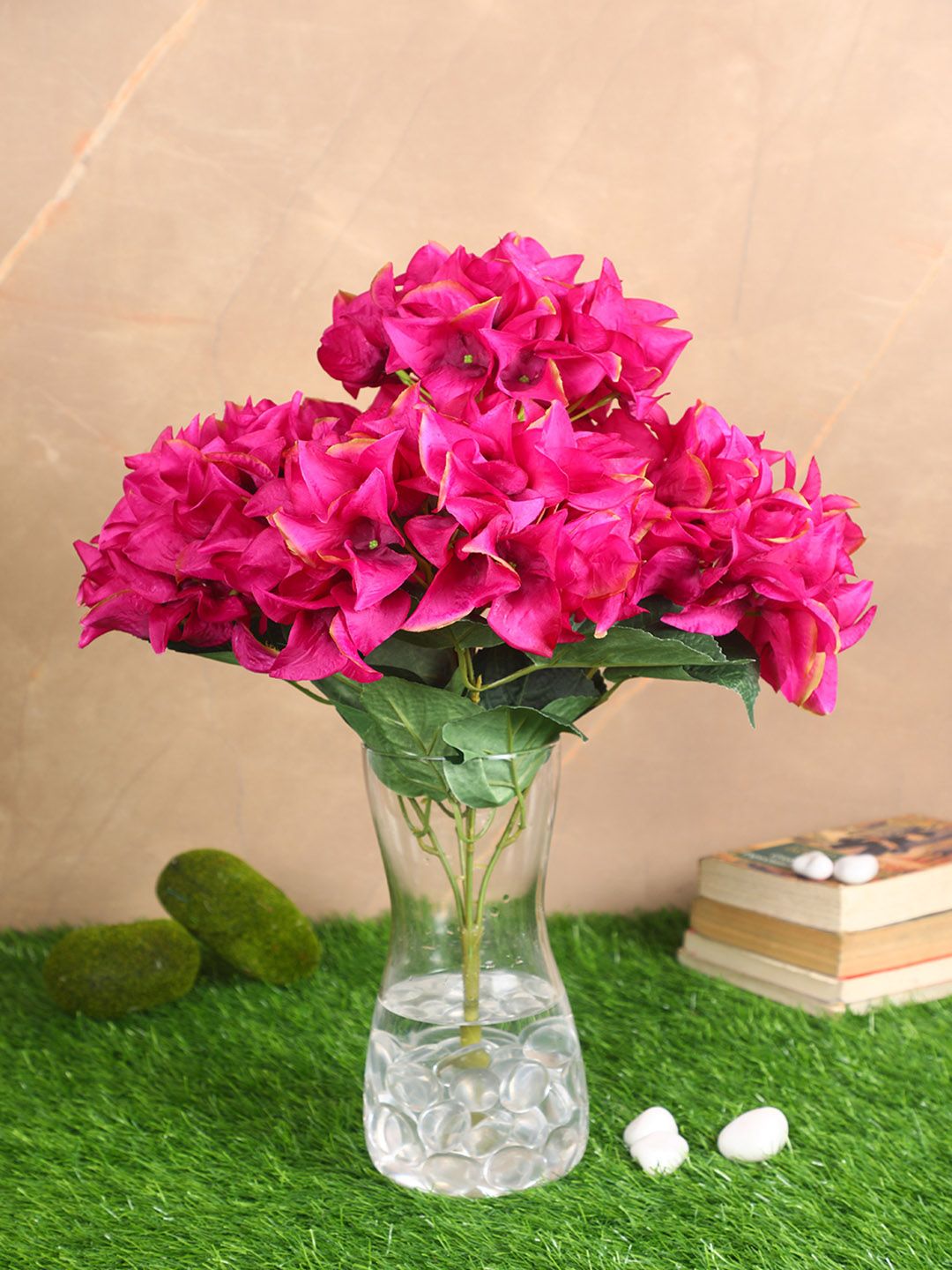PolliNation Pink & Green Beautiful Artificial Bougainvillea Flower Bunch Price in India