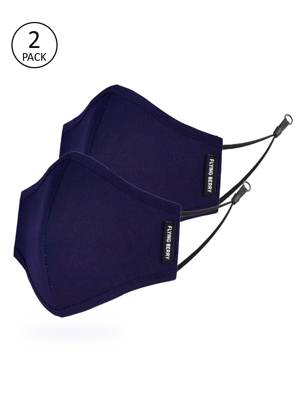FLYING BERRY Navy Blue 2 Pcs 3 Ply Anti Pollution Reusable Masks Price in India